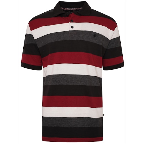 KAM Multi Stripe Polo Shirt Black